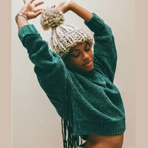 UO Daria Double Take Chenille Sweater in Green, Size XS